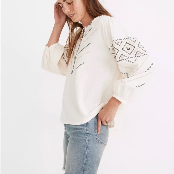 NWT Madewell Embroidered Peasant Top - Picture 2 of 8